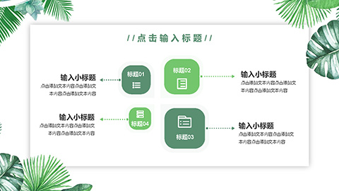 水彩绿色植物叶子背景商务汇报PPT模板 相册第8张图 