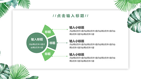 水彩绿色植物叶子背景商务汇报PPT模板 相册第9张图 