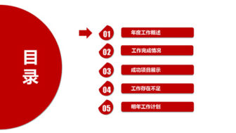 红色大气党政年终总结工作汇报PPT模板 相册第2张图 